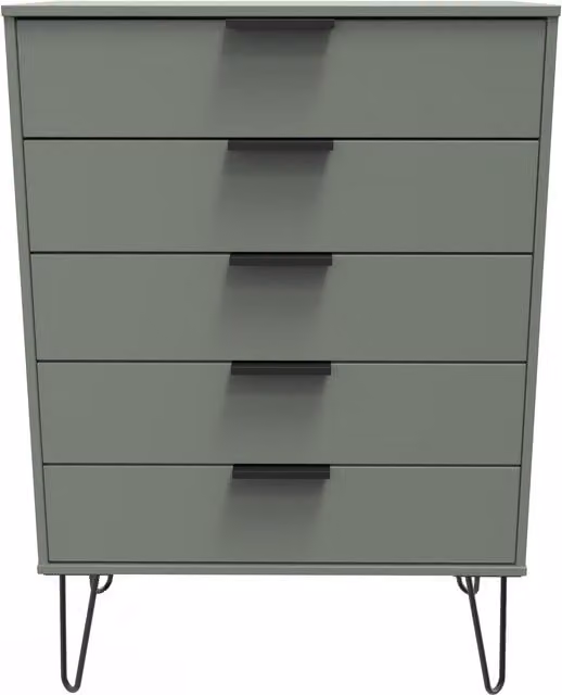 Ready Assembled 2 U Fuji 5 Drawer Chest in Pale Green