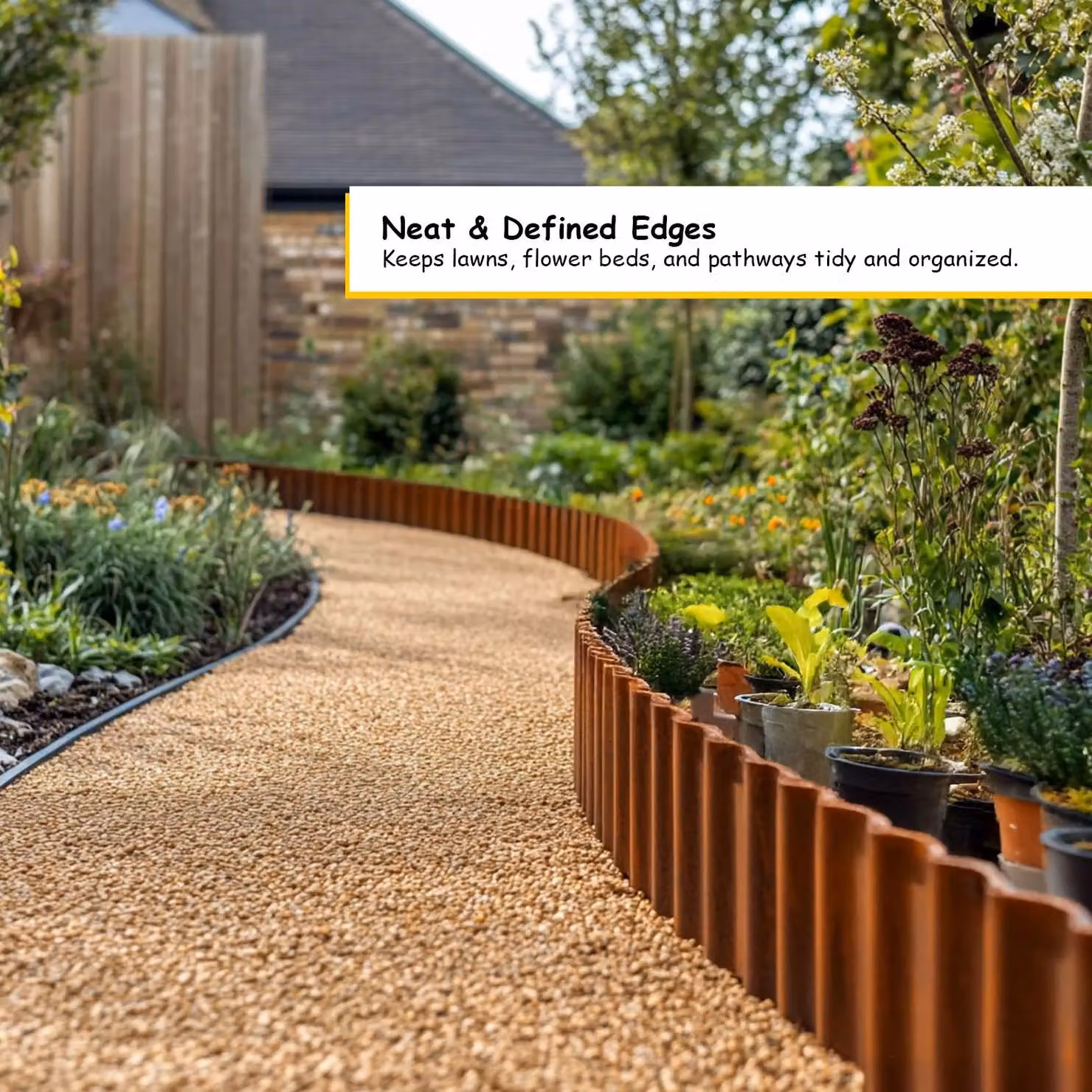 Nicoman Heavy Duty Corrugated Metal Garden Border Edging Roll in Bronze – 7