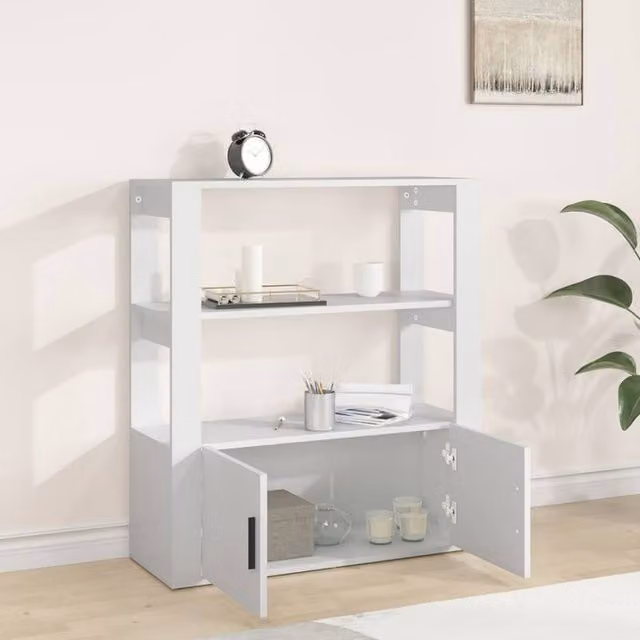 Berkfield Home White Modern Sideboard in Matt MDF, W/D/H: 80 x 30 x 90 cm