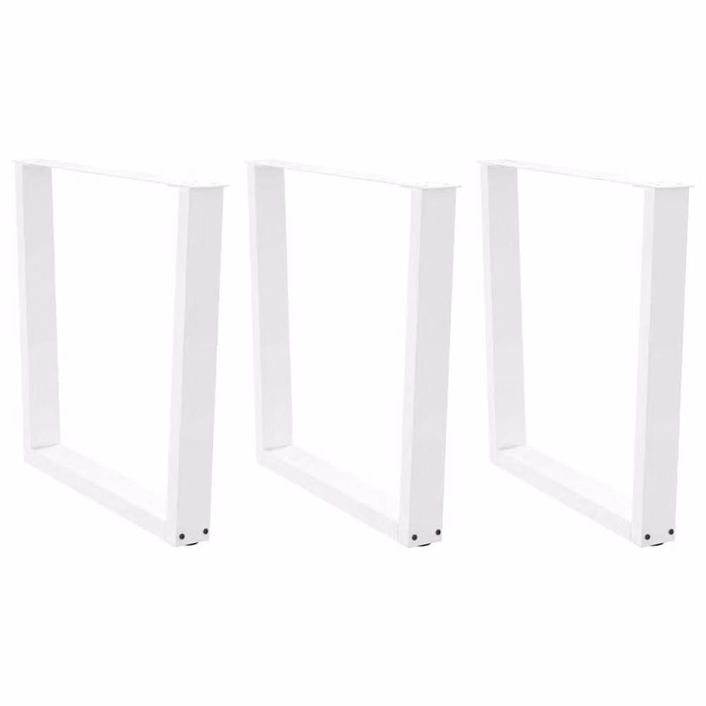 Berkfield Home V-Shape Dining Table Legs, 3 Piece Set, White Matt Steel, H: 72-73.3 cm x W: 90 cm – 2