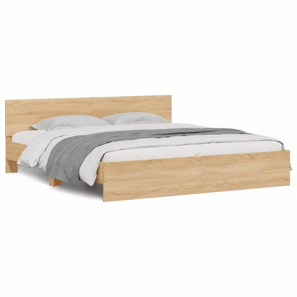 Berkfield Home Sonoma Oak Bed Frame in Brown, W/D/H: 180 x 200 cm – 2