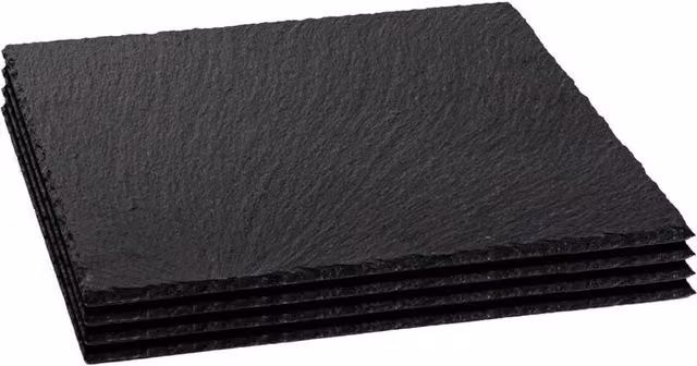 Havendro Set of 4 Square Black Slate Serving Platters, 33 cm – 1