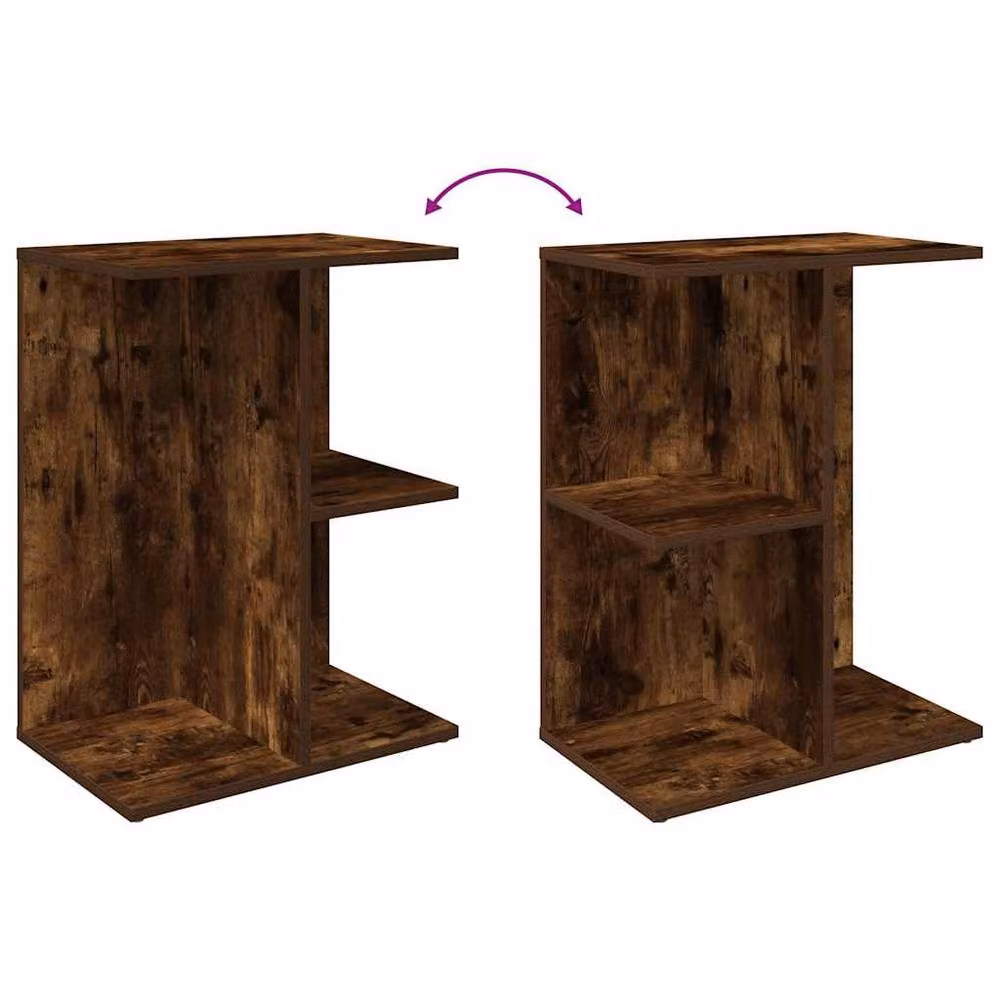 Berkfield Home Set of 2 Smoked Oak Bedside Tables in Brown, W/D/H: 46.5 x 29 x 61 cm – 5