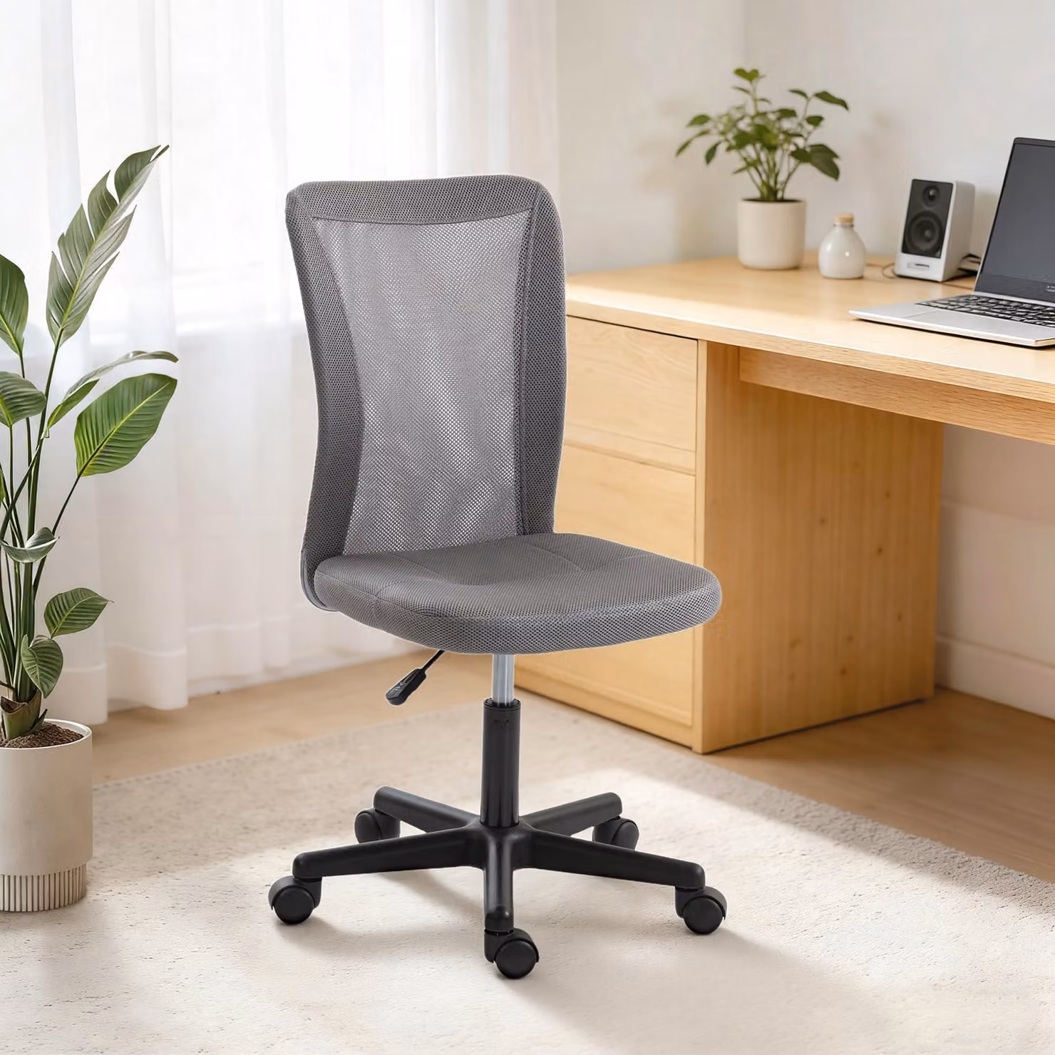 Vinsetto Grey Fabric Task Chair with Swivel Castors and Modern Design – 7