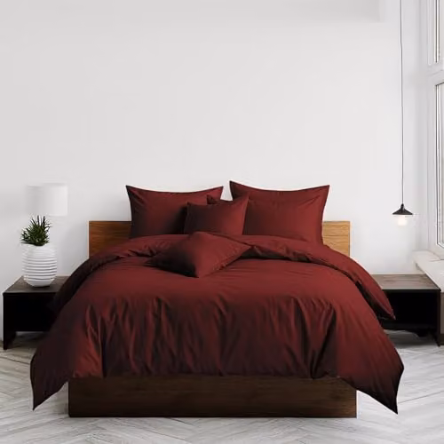 Home Sweet Home UK Plain Dyed Polycotton Duvet Cover and Pillowcase Set, Red, W/H: 135 x 200 cm – 3