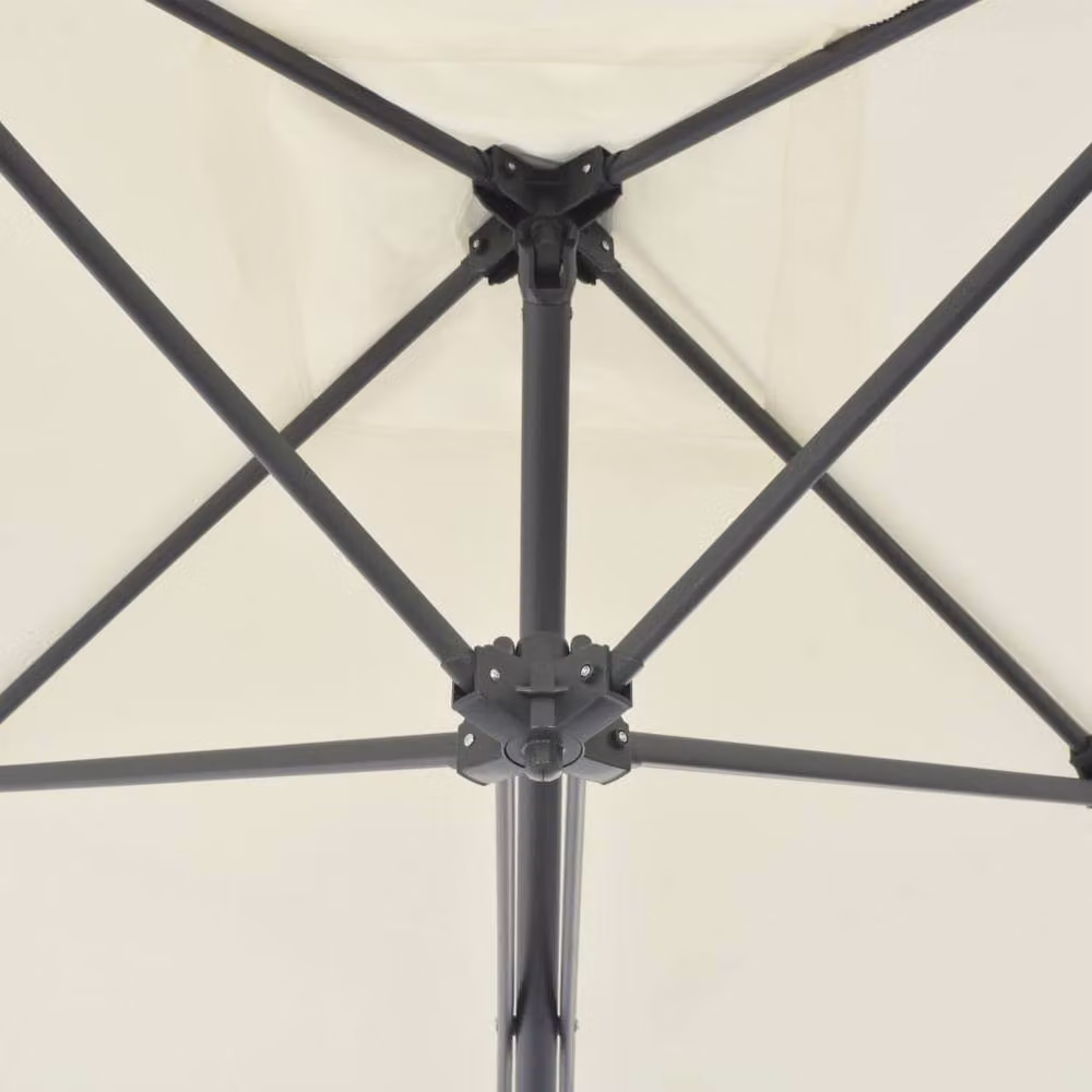 Berkfield Home Outdoor Parasol with Steel Pole, Beige Sand, W/D: 250 x 250 cm, H: 230 cm – 2