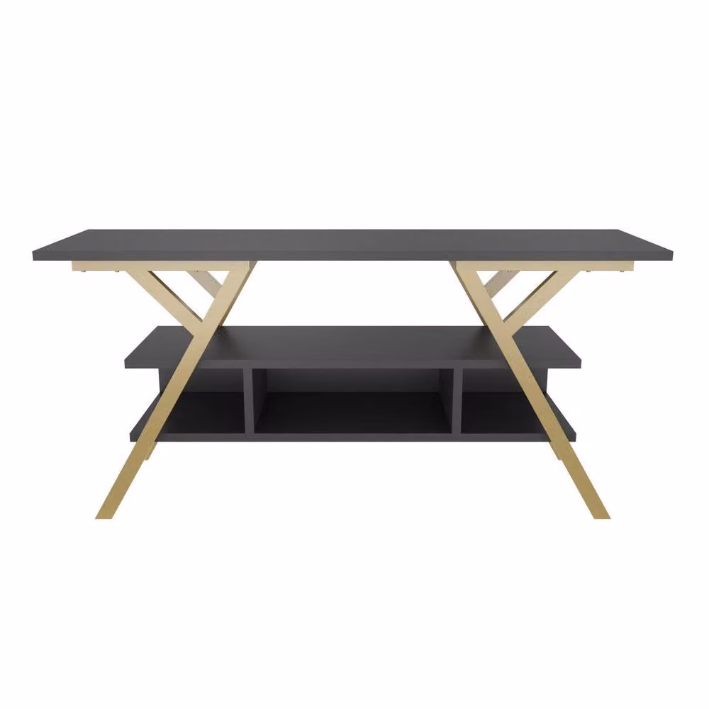 Decorotika Minerva TV Unit in Anthracite and Gold for TVs up to 55 inch, W: 120 cm – 2