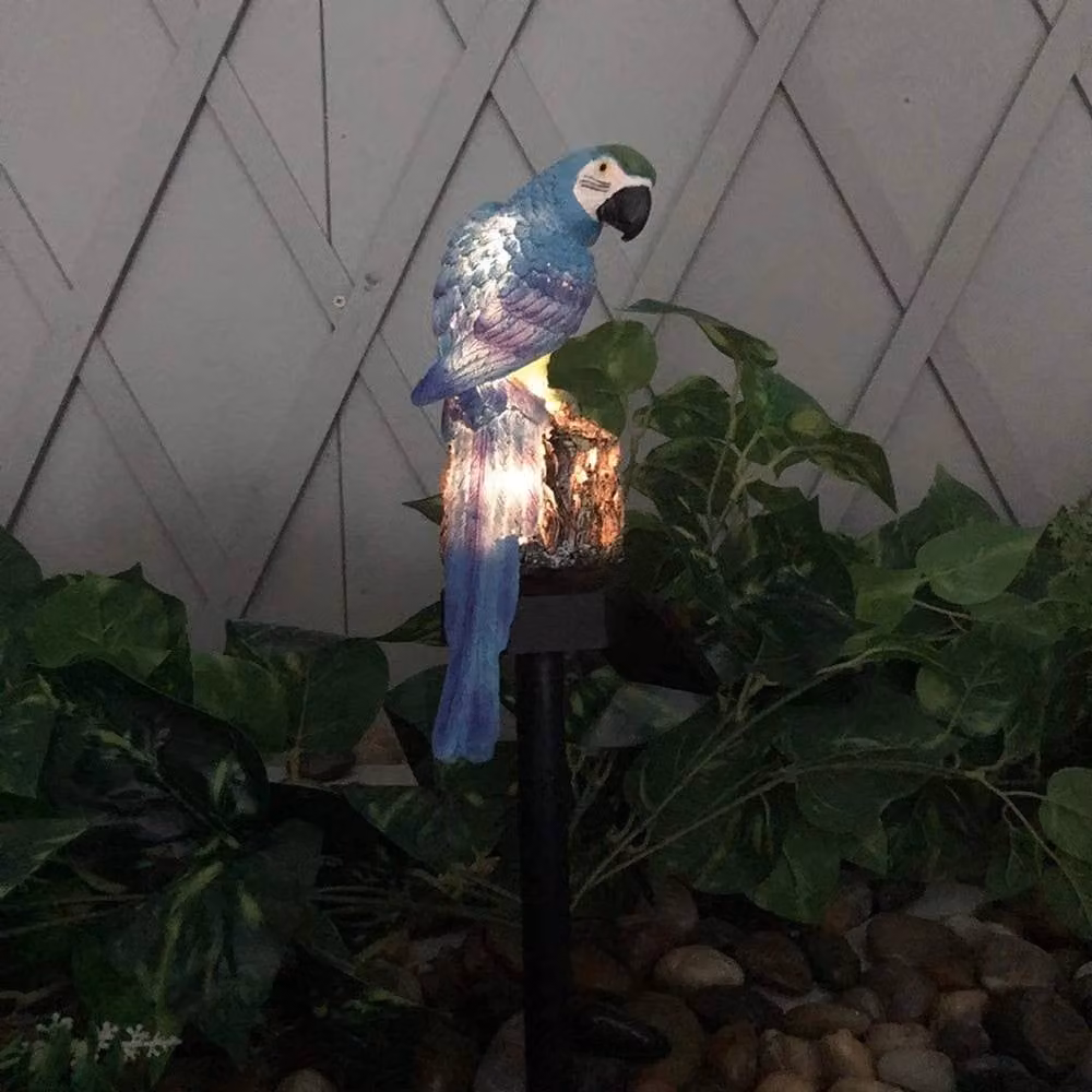 NESTLUNE Parrot LED Solar Garden Light in Blue with Dusk Sensor and Ground Spike – 4
