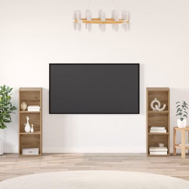 Berkfield Home 2-Piece Artisan Oak Storage Shelves in Brown, W/D/H: 107 x 35 x 37 cm