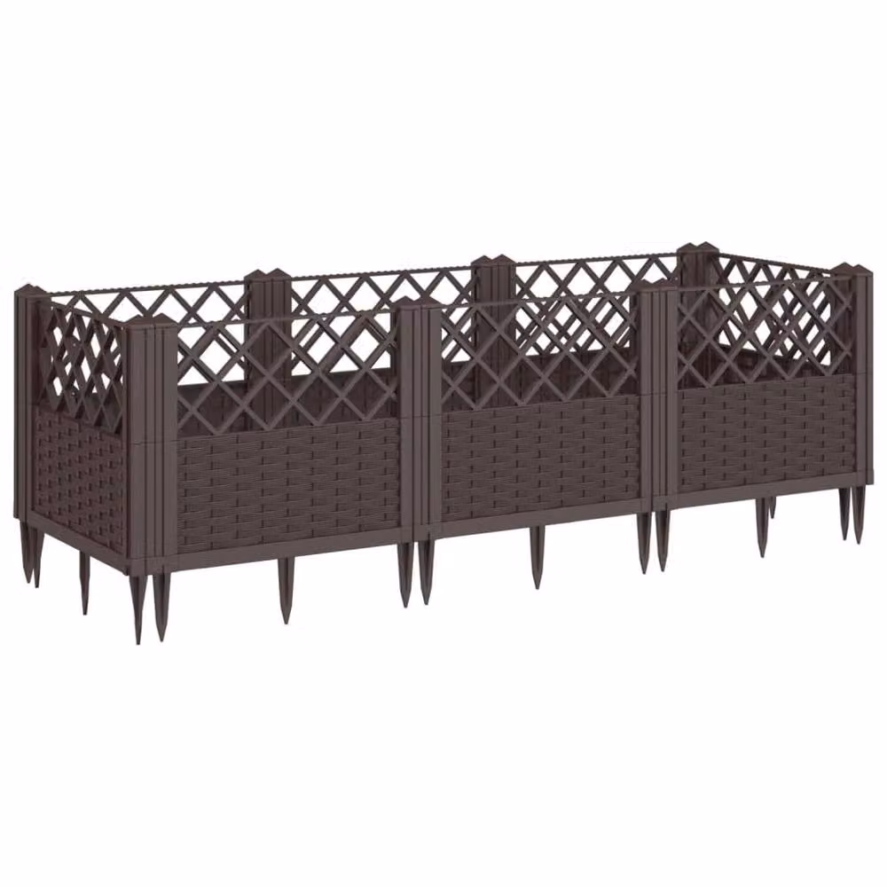 Berkfield Home Beautiful Garden Planter with Pegs, Brown, W: 123.5 cm, D: 43.5 cm, H: 43.5 cm – 3