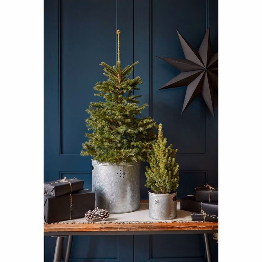 Lemon Pavilion Indoor Christmas Tree Bucket with Star in Light Grey, W28 x D28 x H28 cm – 3
