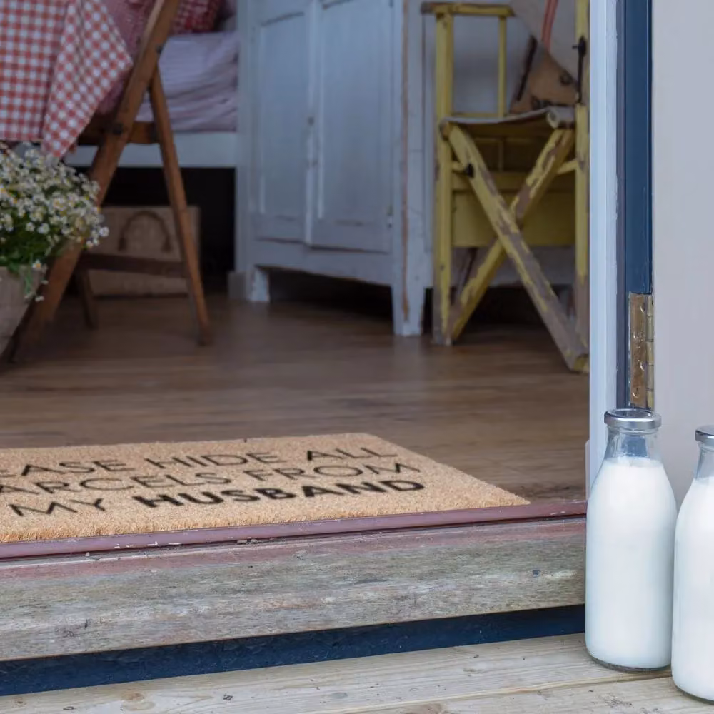 Artsy Mats Please Hide All Parcels From My Husband Grey Coir Doormat W/D: 90 x 60 cm – 3