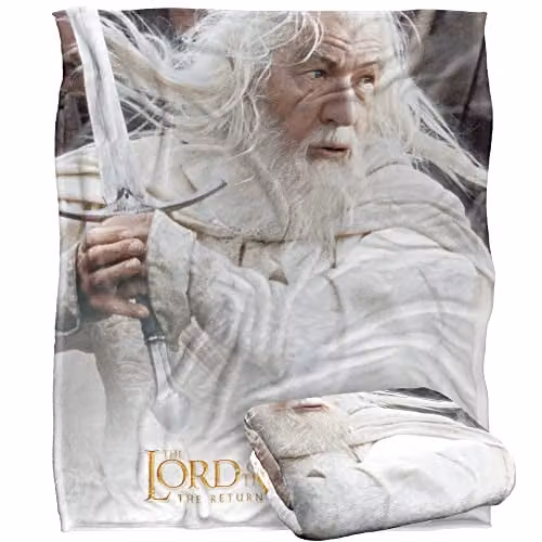 LOGOVISION Lord of the Rings Gandalf Poster Throw Blanket, White and Multicolour, W: 152 cm, D: 127 cm