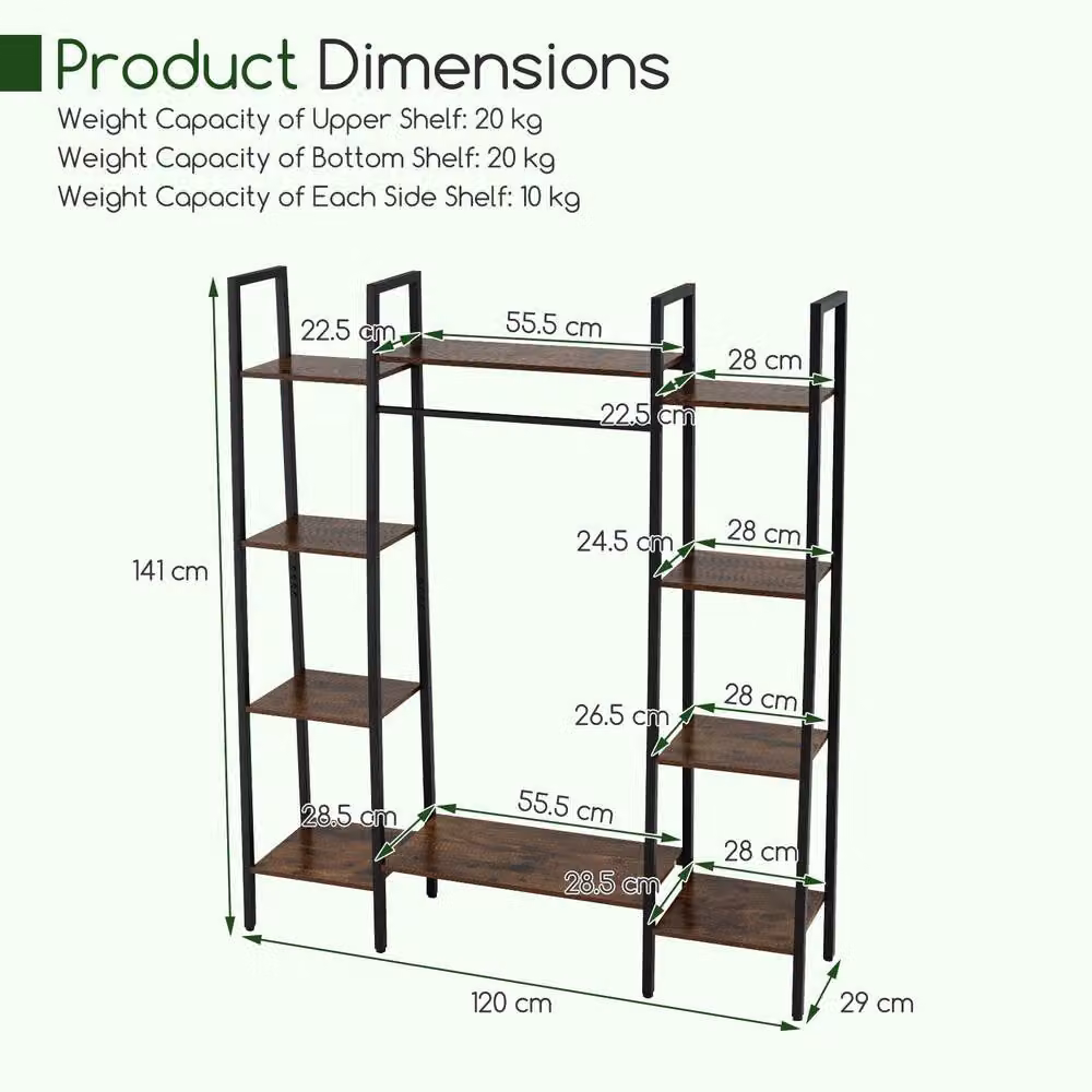 Costway Indoor Outdoor Plant Holder with Metal Frame and Adjustable Feet in Brown – 2