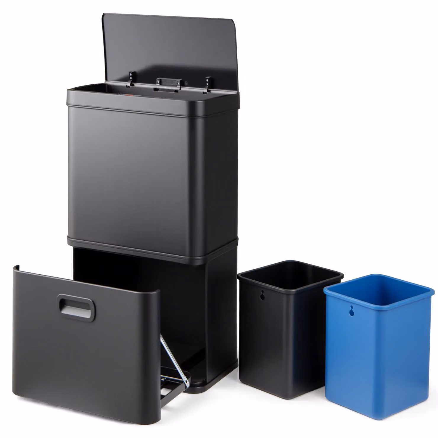 Costway 56L Stainless Steel Motion Sensor Trash Can with Soft Close and Fingerprint Proof Finish in Black – 6