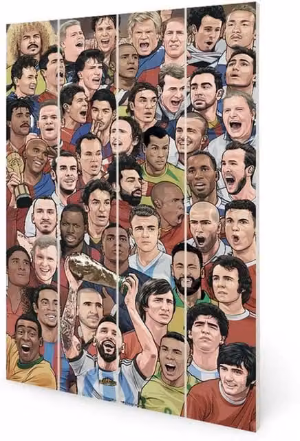 Pyramid International Legends Footballs Greatest Framed Canvas Print, Multicolour