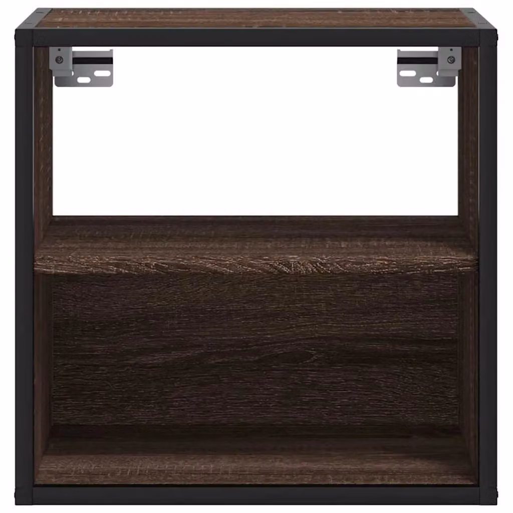 Berkfield Home Wall-mounted Bedside Cabinet in Brown Oak, W: 40 cm, D: 31 cm, H: 39.5 cm – 5