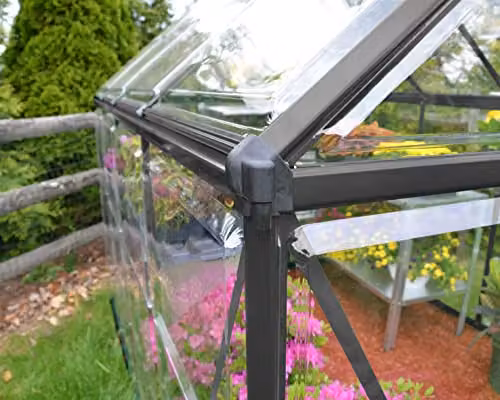 Palram Canopia Harmony Grey Polycarbonate and Aluminium Gable Greenhouse with Hinged Window and Lock – 3