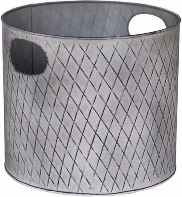 Lemon Pavilion Furniture and Decor Grey Galvanised Steel Indoor Christmas Tree Bucket, W28 x D28 x H28 cm – 1