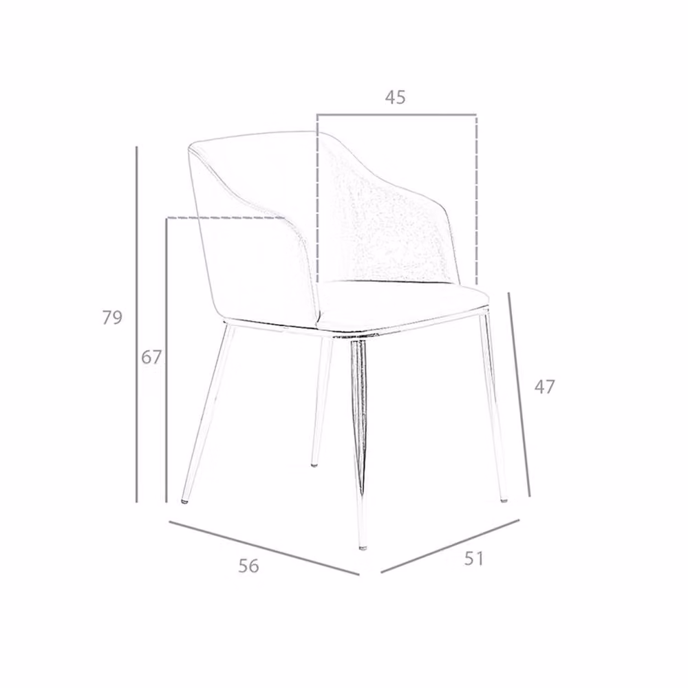 Angel Cerda Brown Synthetic Leatherette Dining Chair with Armrests and Metal Legs – 5