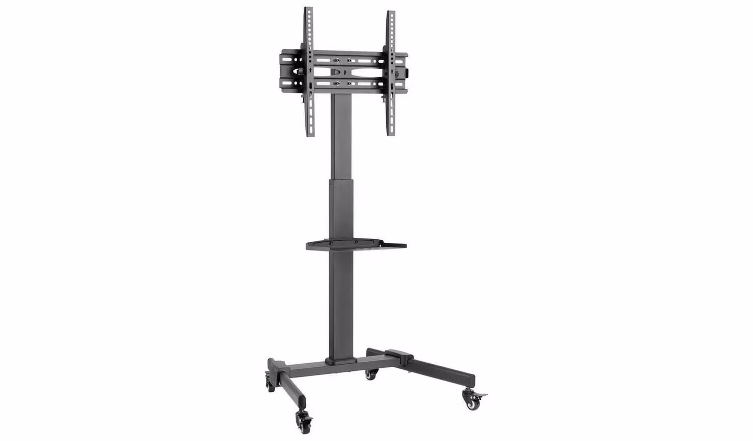ProperAV Mobile TV Stand on Wheels for up to 55 Inch Screens with Media Storage, Black