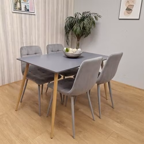 Kosy Koala Modern Grey Dining Set with Rectangular Table and 4 Chairs – 1