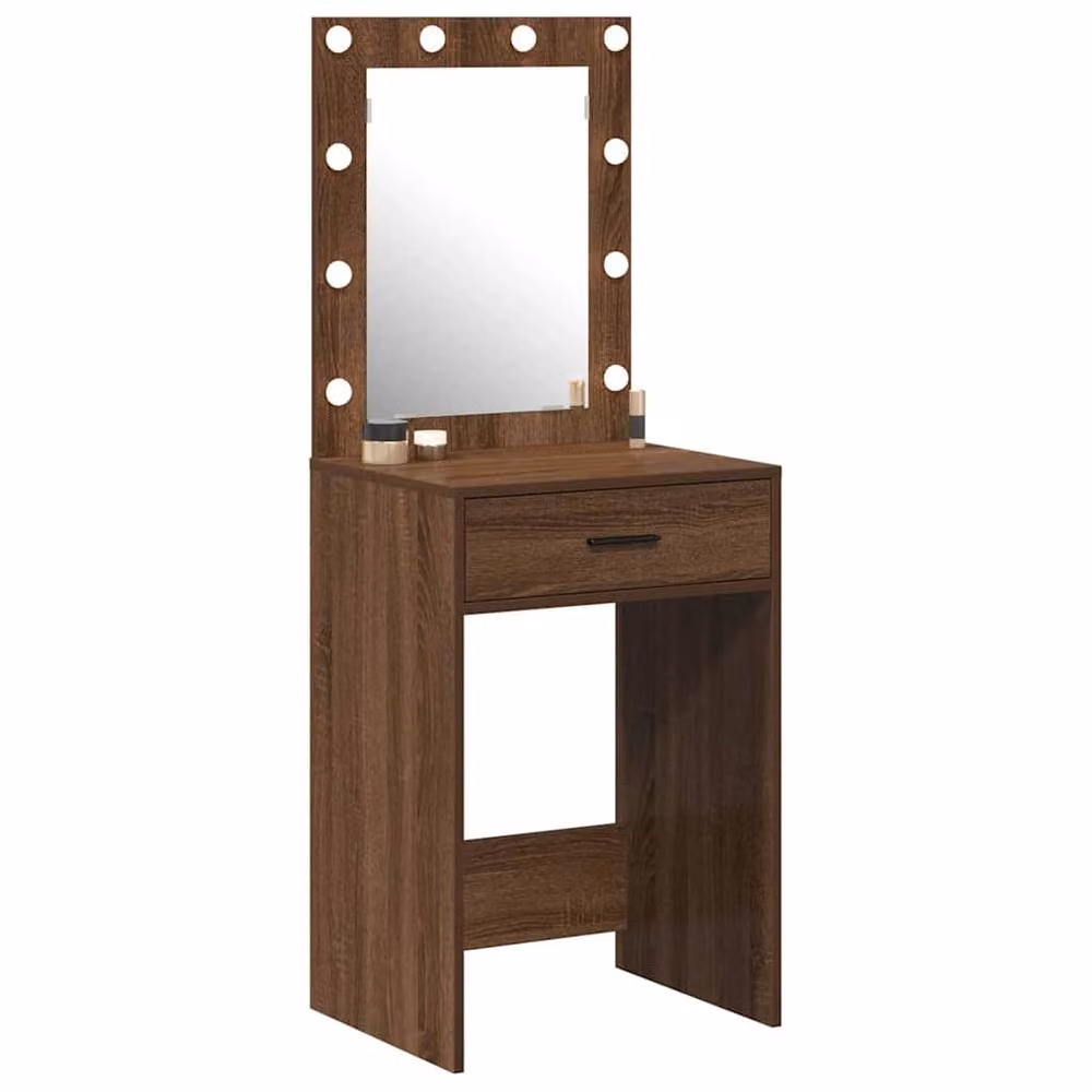 Berkfield Home Hollywood LED Dressing Table in Brown Oak, W: 50 cm, D: 41 cm, H: 135 cm – 3