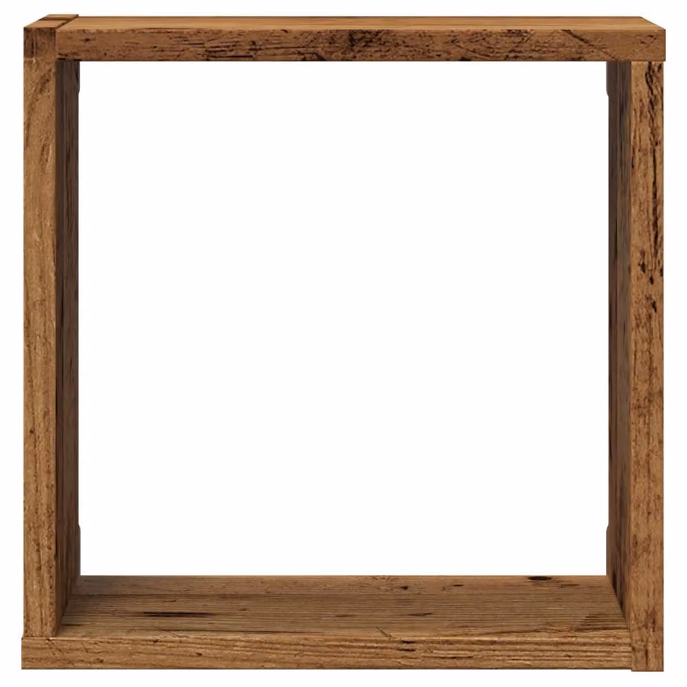 Berkfield Home Set of 4 Wall Mounted Cube Shelves in Old Wood Brown, W/D/H: 30 x 15 x 30 cm – 4