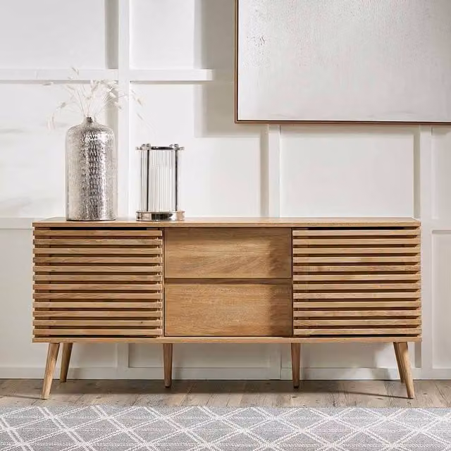 Pacific Lifestyle Scandinavian Style 2 Door 2 Drawer Sideboard TV Unit in Natural Wood