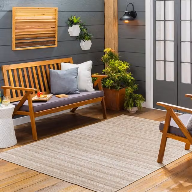 Livabliss Eagean Boho Striped In- & Outdoor Rug in Brown and Beige, W: 130 cm, L: 190 cm