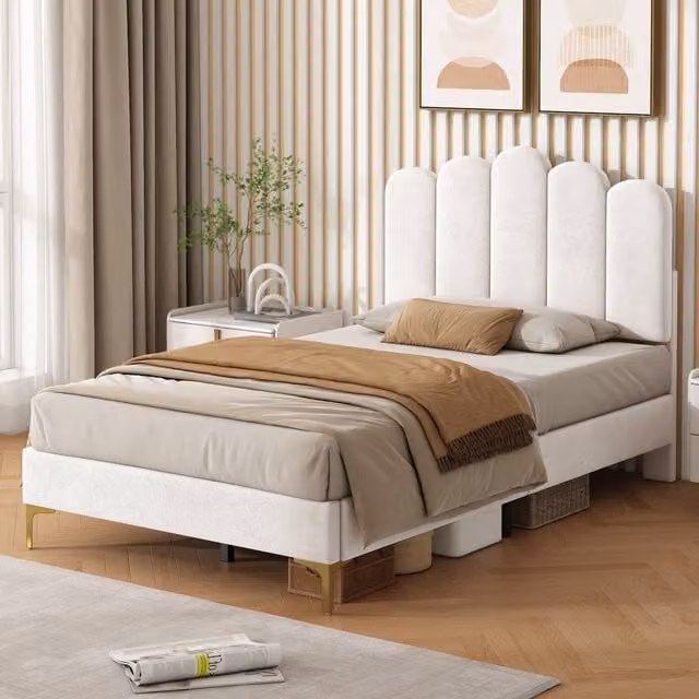 Matteo Beige Single Velvet Upholstered Bed Frame with Drawers W/D/H: 90 x 190 cm