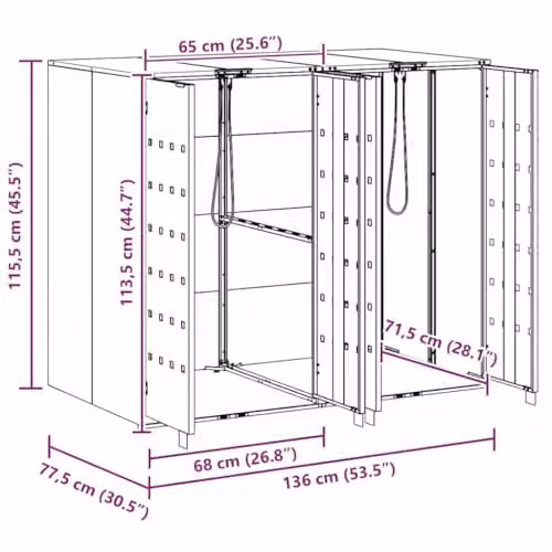 vidaXL Steel Wheelie Bin Storage for 2 Bins, Anthracite – 3