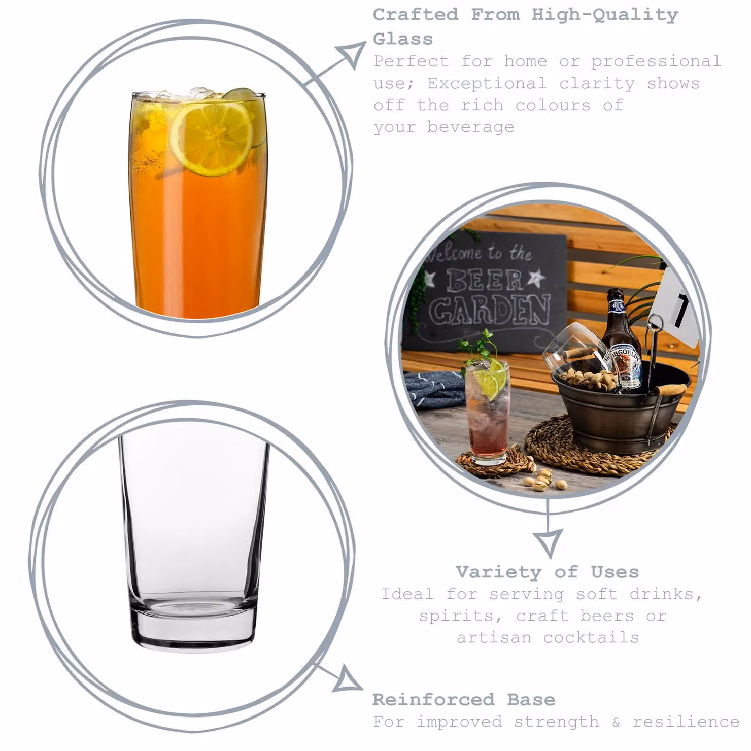 LAV Bardi Willi Beer Glasses, Transparent, 370 ml, Pack of 24 – 2