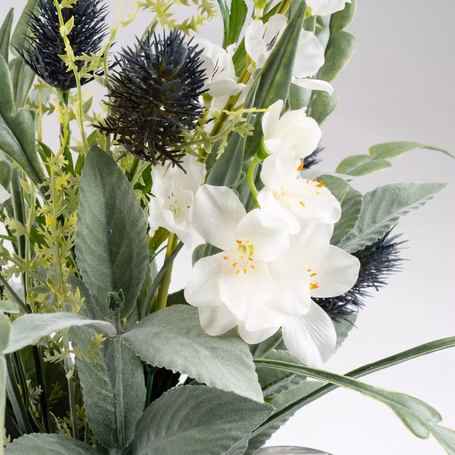 Scottish Everlastings Ltd Mixed Floral Arrangement in a Grey Metal Jug, Height: 60 cm – 2