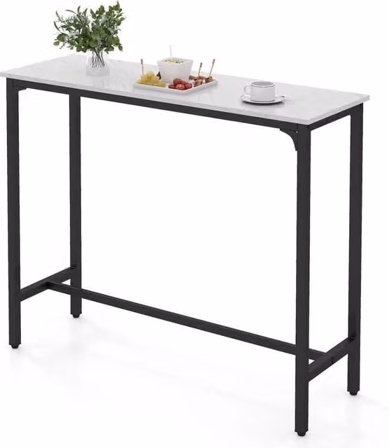 Kelvenix Industrial White Glossy Metal Bar Table