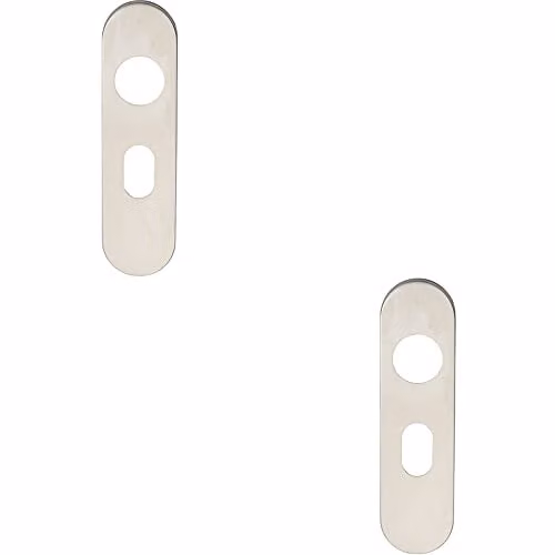 Loops 2 Pack Radius UK Oval Cylinder Plate Cover in Satin Steel, W: 170 mm, H: 45 mm, D: 8 mm