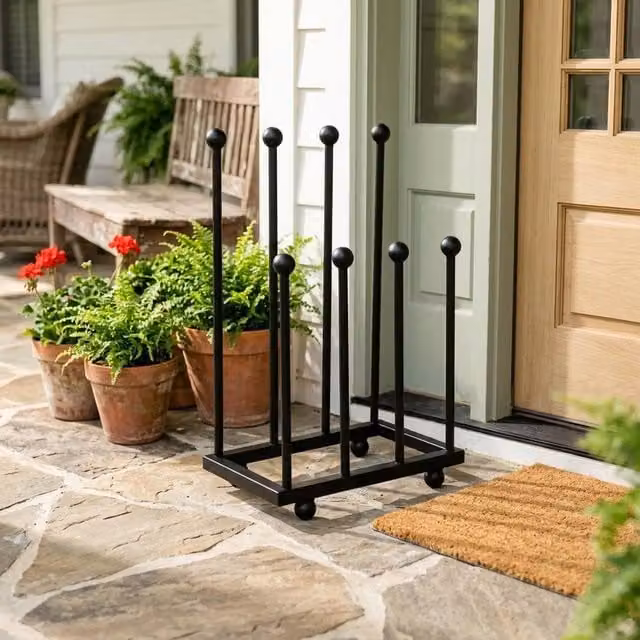KORVIXA Black Metal Wellington Boot and Shoe Rack Stand, W: 50 cm – 1