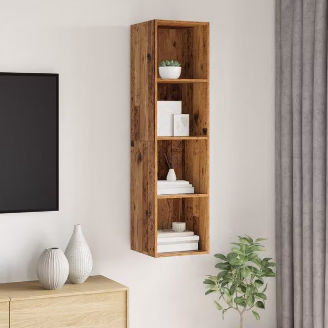 Berkfield Home TV Cabinet in Brown Old Wood, W/D/H: 37 x 37 x 142.5 cm – 1