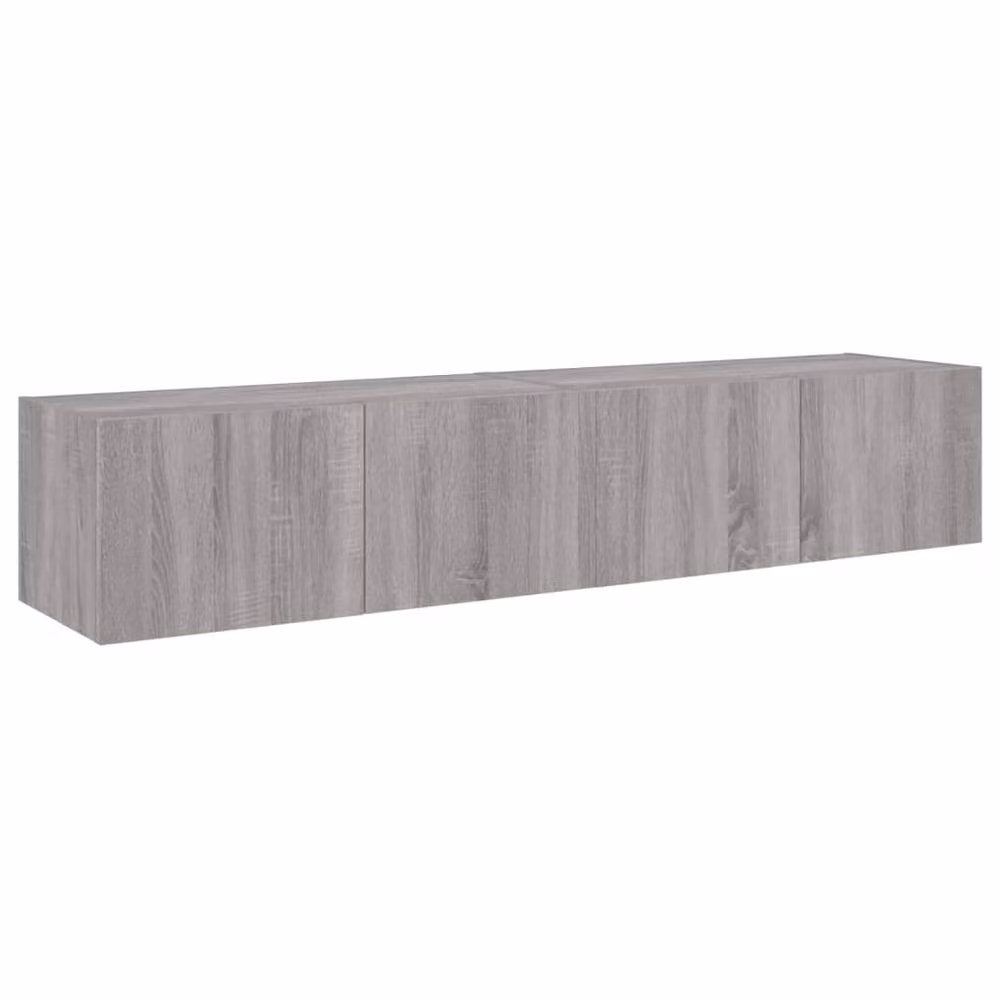 Berkfield Home Set of 2 Modern TV Wall Cabinets with LED Lights in Grey Sonoma, W/D/H: 80 x 35 x 31 cm – 4