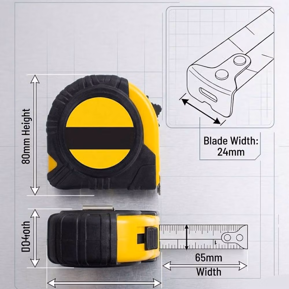 Bedsland Professional Steel Tape Measure, Yellow and Multicolour, Length: 7.5 m, Width: 24 mm – 4