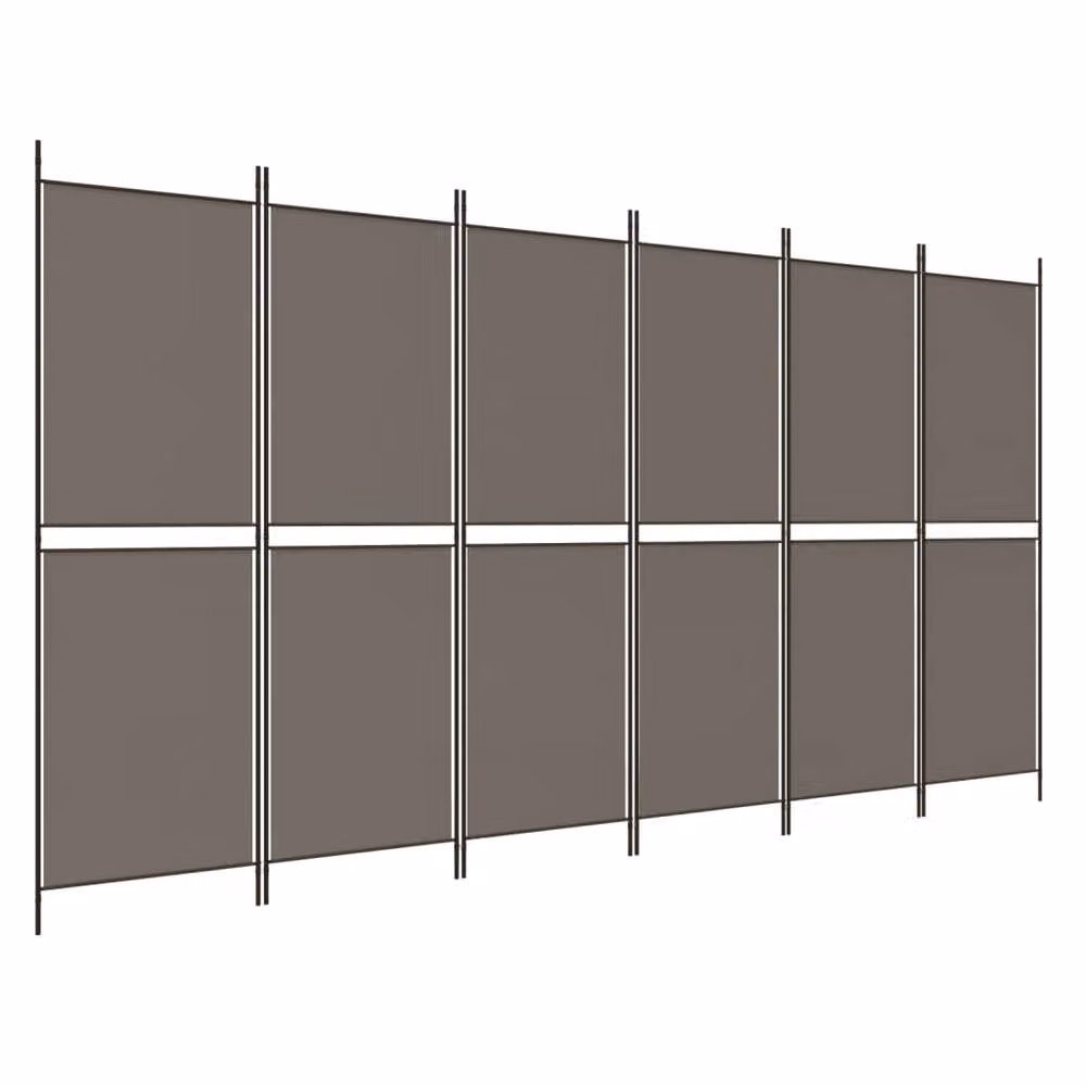 Berkfield Home 6-Panel Fabric Room Divider in Anthracite and Black, W: 300 cm, H: 200 cm – 2
