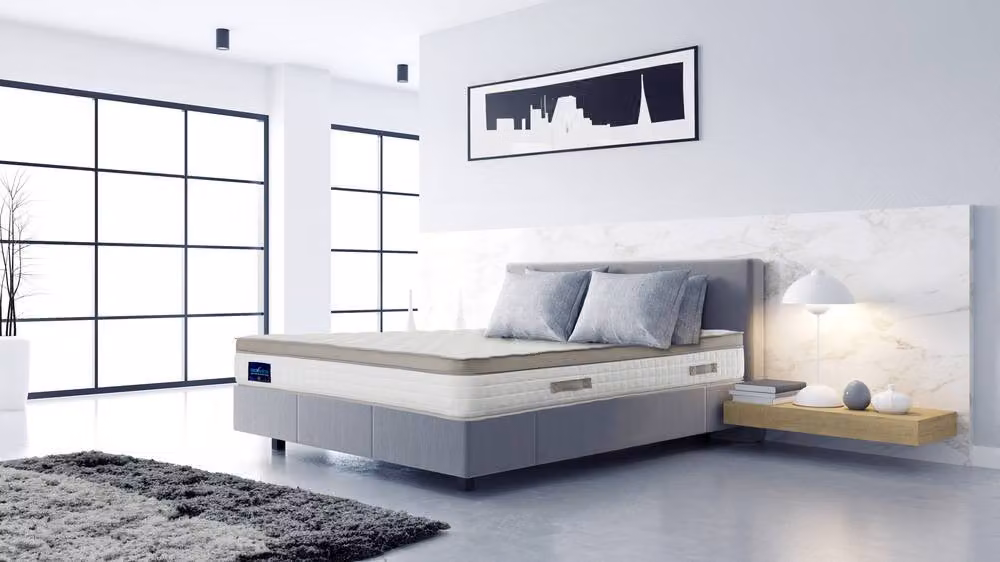 Bedzonline Hybrid Memory Foam Mattress with Temperature Regulation in Beige and White, W/D/H: 75 x 190 x 25 cm – 2