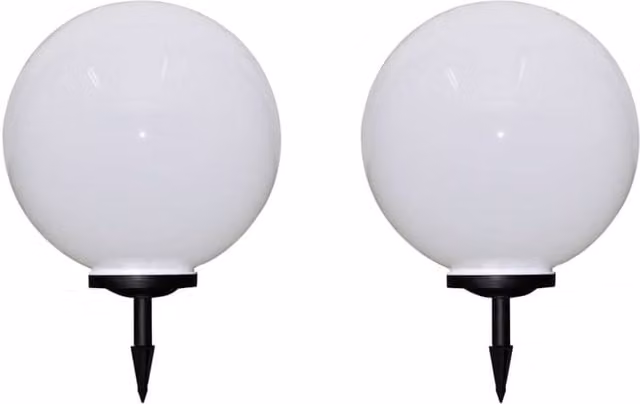 Berkfield Home Solar LED Outdoor Pathway Lamps with Ground Spike, 2 Piece Set, White, Height: 50 cm – 1
