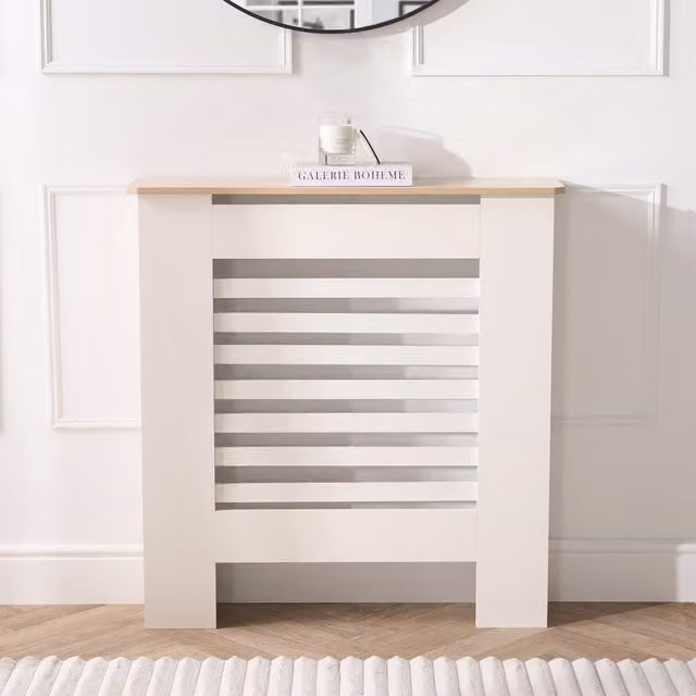 OHS Modern Engineered Wood Radiator Cover with Hallway Shelf in Cream