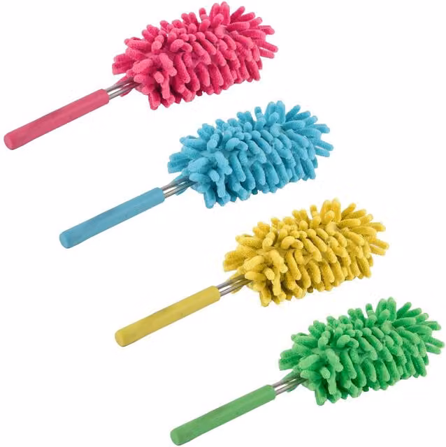 Ashley Extendable Microfibre and Stainless Steel Duster with Telescopic Handle and Refillable Head, Multicolour, 27-77 cm