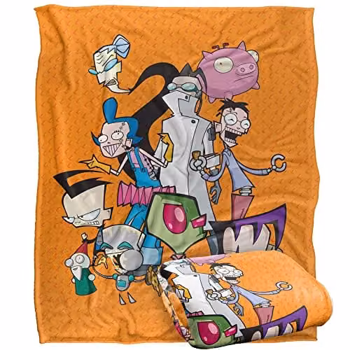 LOGOVISION Invader Zim Silky Touch Super Soft Fleece Throw Blanket in White, W/D/H: 152 x 127 cm