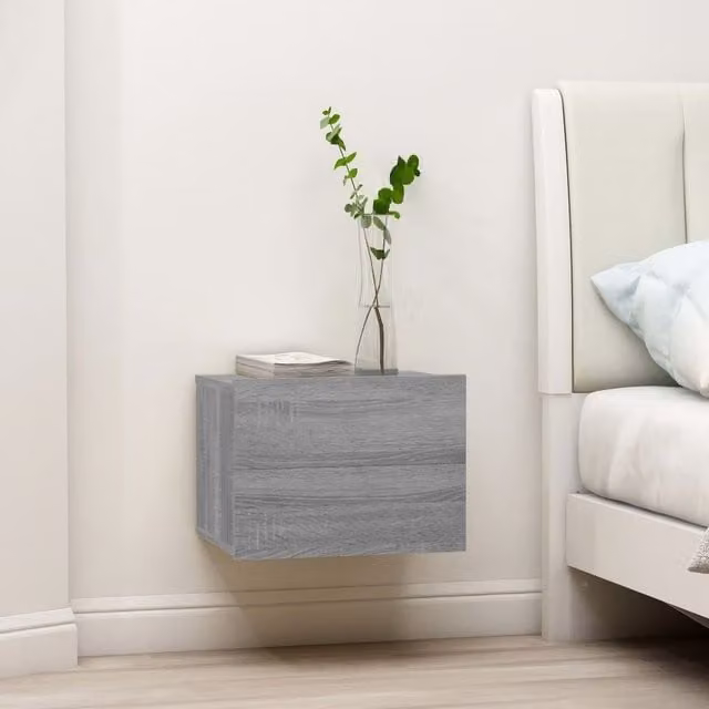 Berkfield Home Set of 2 Grey Sonoma Bedside Cabinets in Engineered Wood W/D/H: 40 x 30 x 30 cm – 1
