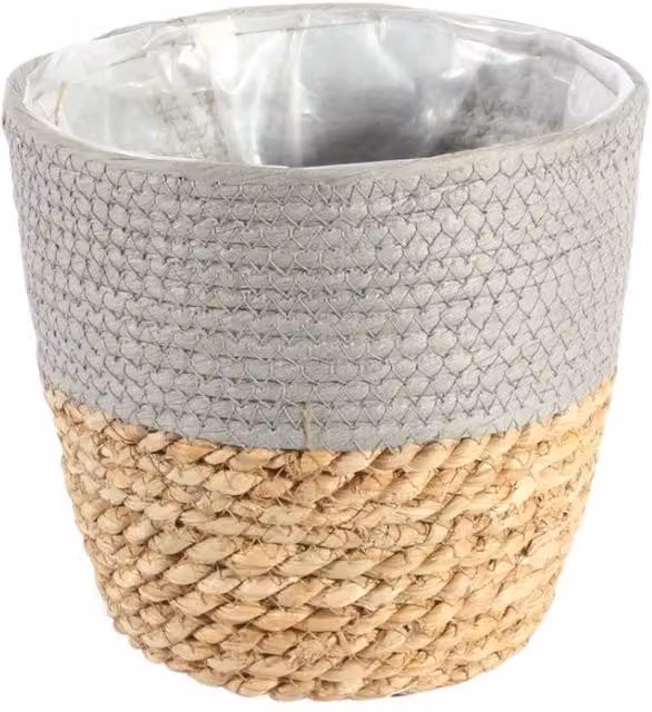KDMD Two Tone Seagrass and Grey Paper Round Baskets, 2 Pack, Diameter: 19 cm