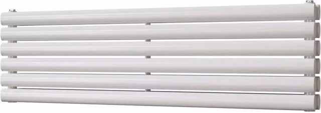 UK Radiators Omeara Axis White Elliptical Tube Horizontal Designer Double Panel Radiator H: 34.8 cm, W: 120 cm