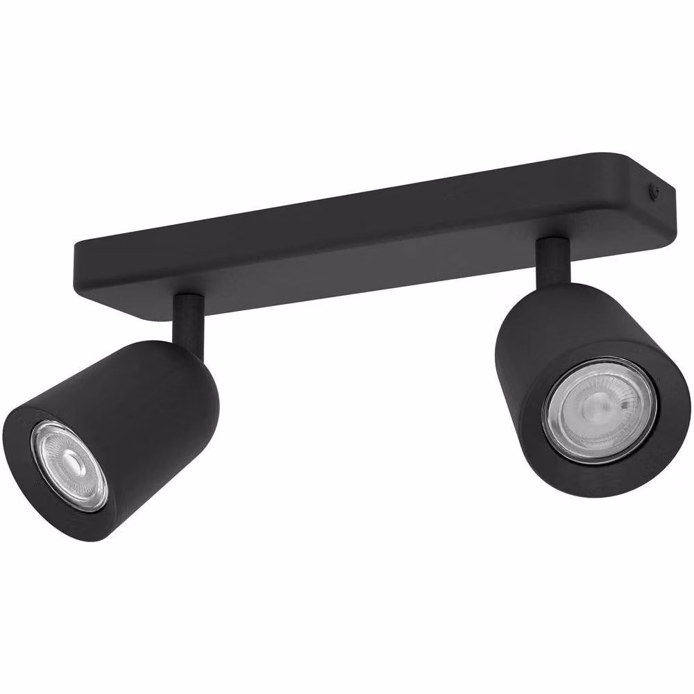 Loops Modern Black LED Ceiling Spotlight with GU10 Glass Shade – 2
